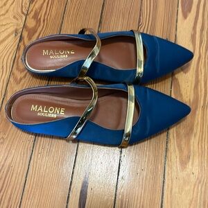 Malone Souliers Maureen mules in blue satin